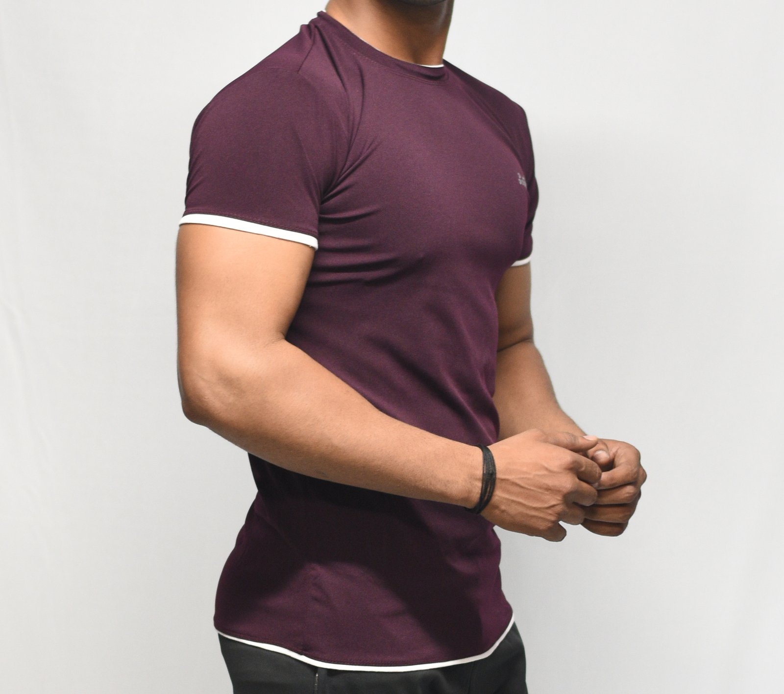 Wine Lycra Slim Fit T-Shirt